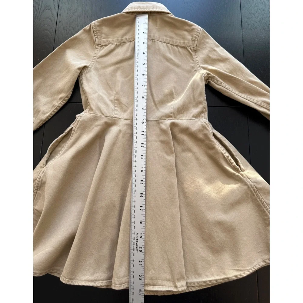 Ralph Lauren Girls Shirt Dress Size 5 Khaki Long Sleeve Button-Down Prep School